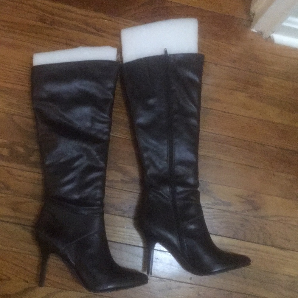 Brown knee high boots 2 1/2 inch heel